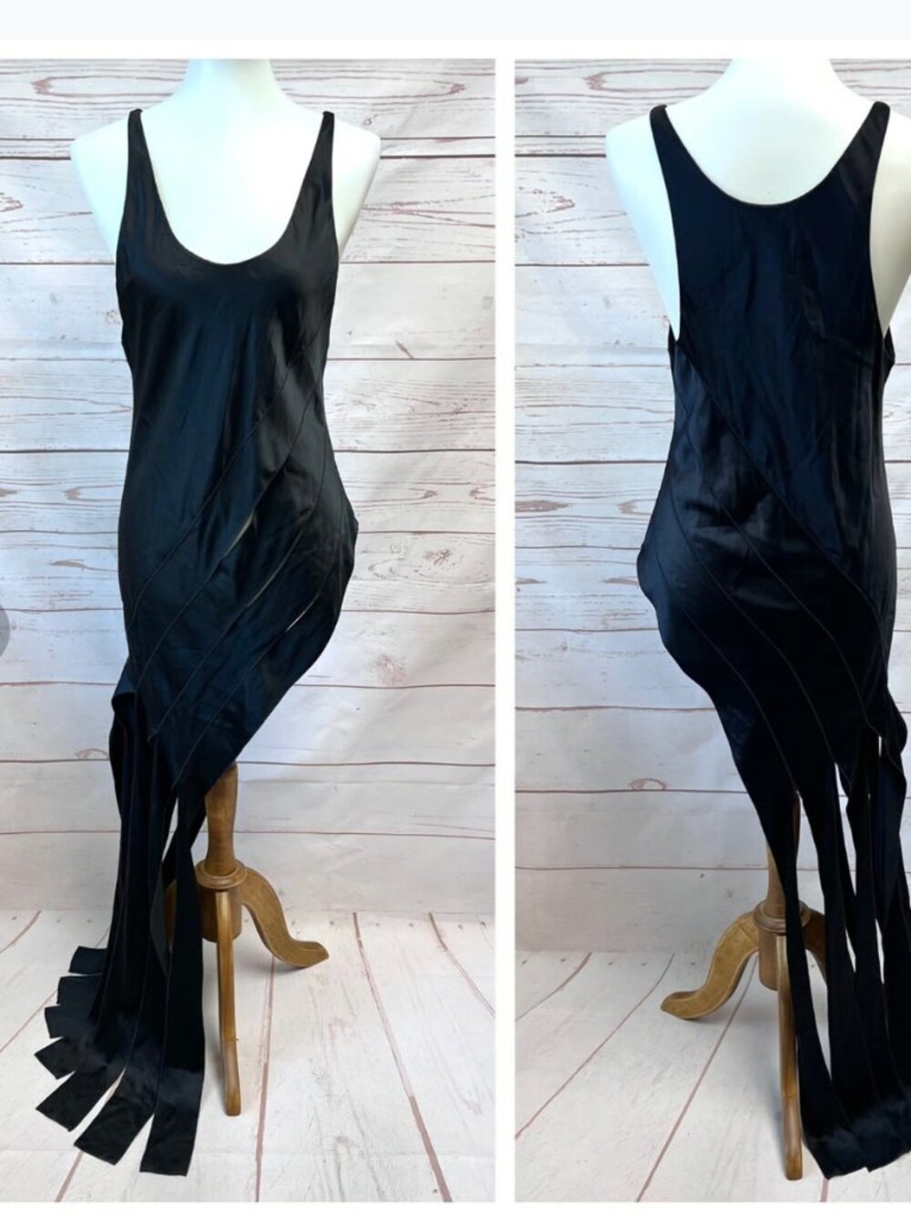 Alexander Wang Silk Asymmetric Fringe Hem Dress